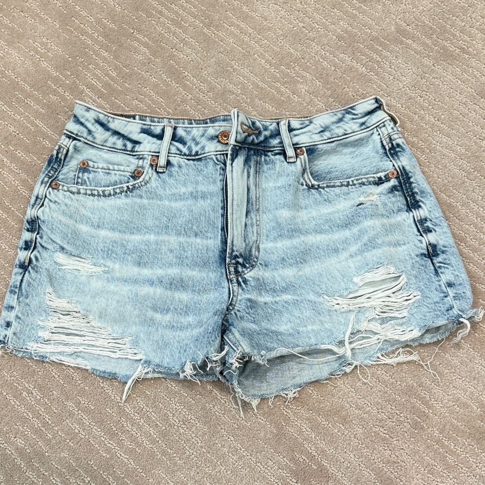 American Eagle Outfitters Light Blue Ripped Jean Shorts